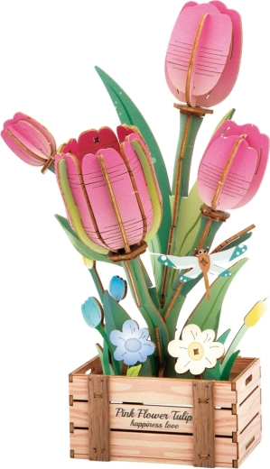 2Kids Toys 3D-Holzpuzzle rosa Tulpe