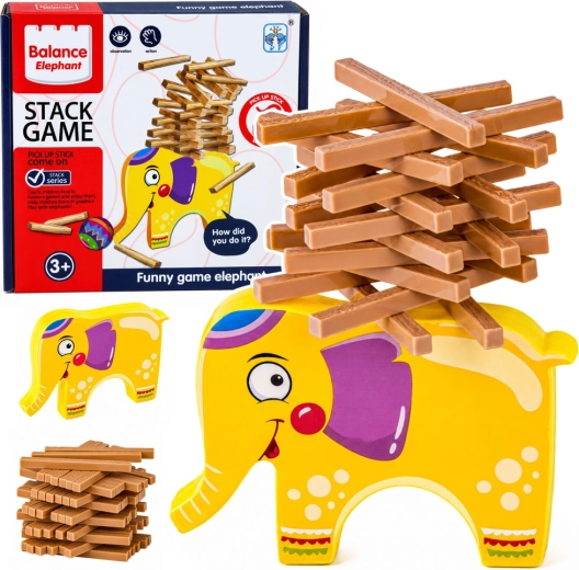 Balancierender Elefant – Geschicklichkeitsspiel Stack Game: Turm bauen (60 Teile)