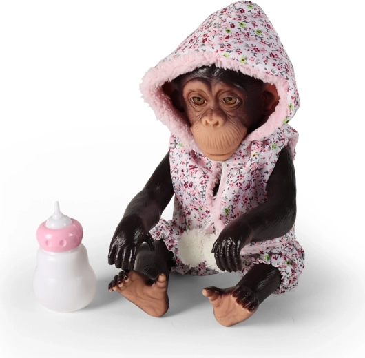 Äffchen Kimi im Outfit – realistisches Affenbaby 32 cm