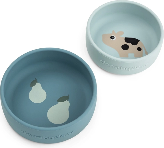 Done by Deer Set aus Silikonschälchen Dotti blau 2 Stk.