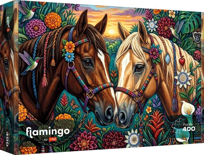 Trefl Puzzle Flamingo: Blumenrennen 400 Teile
