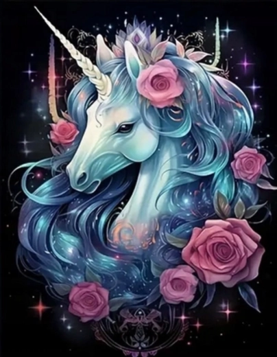 Malen nach Zahlen Einhorn mit Blumen 40 × 50 cm