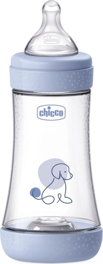 Chicco Anti-Kolik-Babyflasche Perfect5 240 ml mit Physio-Sauger, mittlerer Durchfluss 2m+