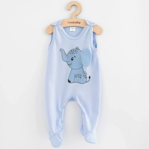 Baby-Baumwoll-Strampler New Baby Happy Elephant blau 56 (0–3 M)