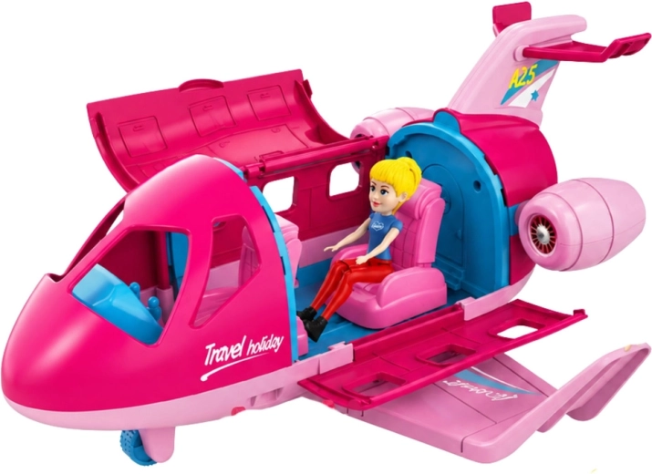 Aufklappbares Flugzeug mit öffnendem Innenraum