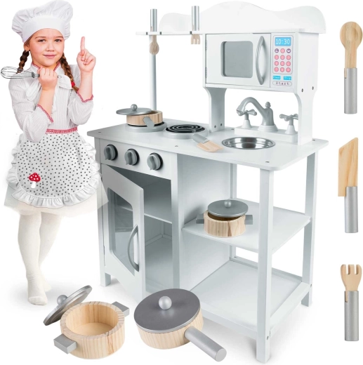 Holz-Kinderküche 60 × 30 × 85 cm weiß RICOKIDS