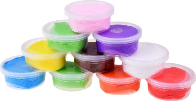 10 Farben in wiederverschließbaren Bechern