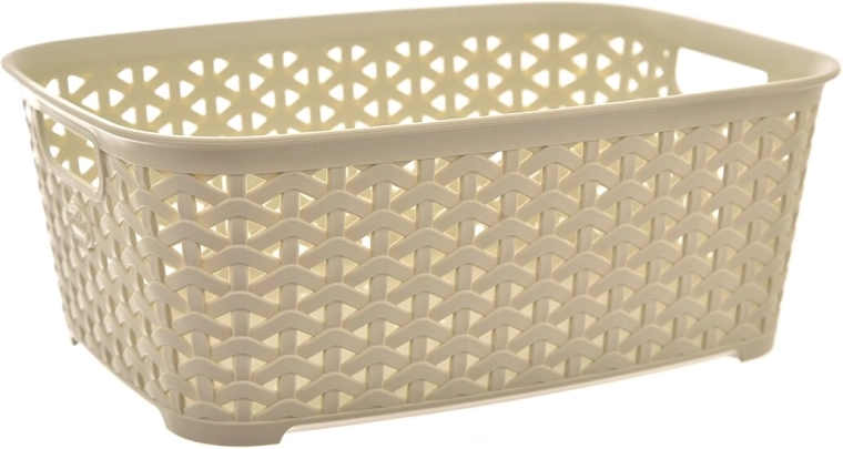 Rattanoptik-Kunststoffkorb Hobby, cremefarben, 29 × 21,5 × 11 cm