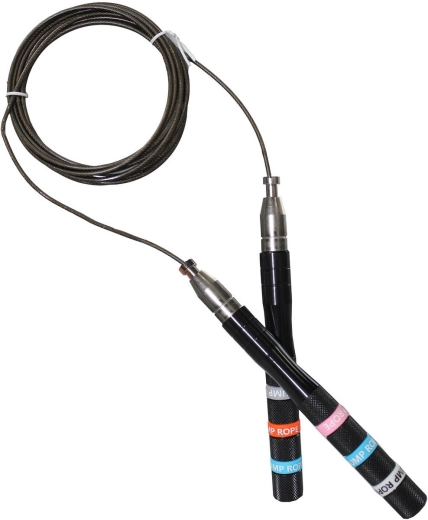 Merco Springseil Self-Lock 2,8 m mit Aluminiumgriffen und Stahlseil schwarz