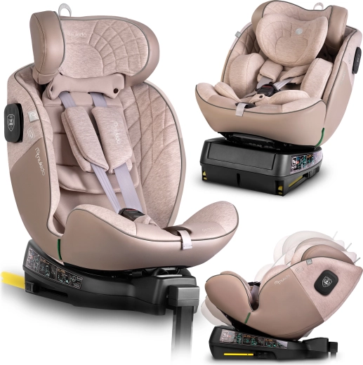 Kinderautositz Nukido Aero Line beige i-Size 40–150 cm mit ISOFIX und drehbarer Basis