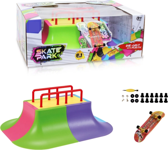 Modulares Skatepark-Set 6-in-1 mit Multi-Rail und Fingerboard