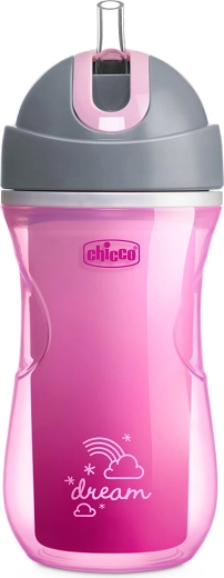 Chicco Thermobecher mit Strohhalm 266 ml rosa (14M+)