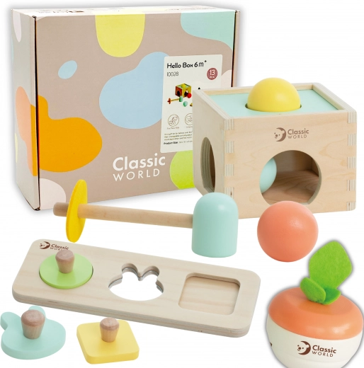 Klassisches hölzernes Pastell-Lernset für Kinder von 6 bis 12 Monaten