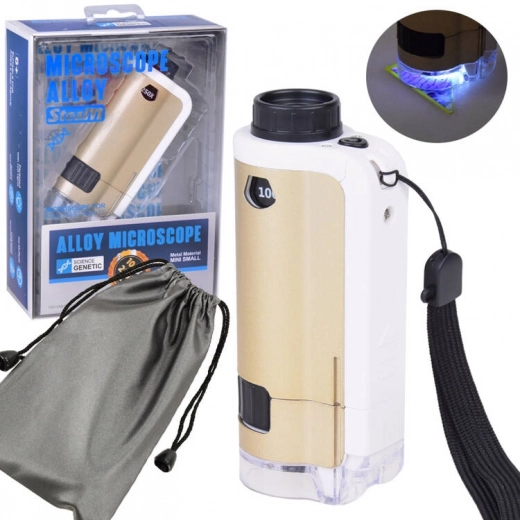 Taschen-Metallmikroskop für Kinder 100x–250x mit LED