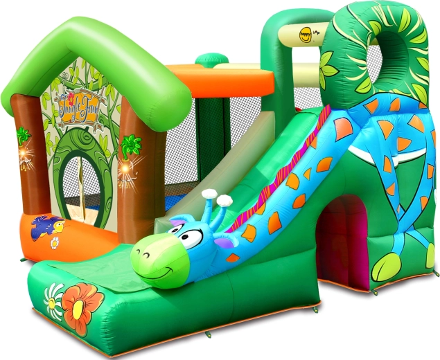 Happy Hop Hüpfburg Fröhlicher Dschungel Giraffe mit Rutsche