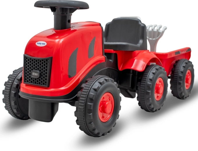 Laufrad-Traktor für Kinder mit Anhänger und Werkzeug Baby Mix Benny – rot