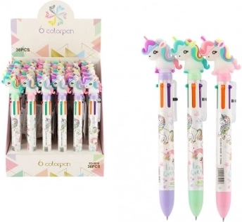 Multicolor-Kugelschreiber mit Einhorn 6-in-1