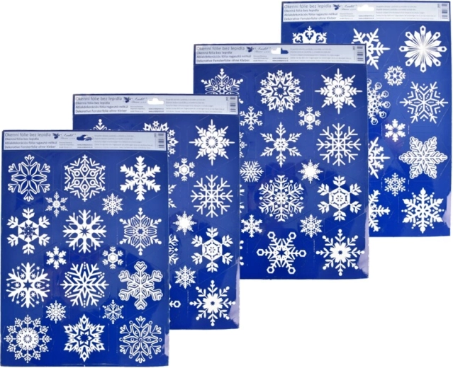 Fensterdekorfolie mit Schneeflocken für Glas 30 × 42 cm (Sortiment, 4 Varianten)