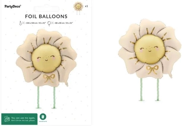Folien-Laufballon Blume hellbeige 104 × 104 cm