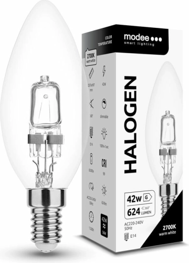 Modee Halogenlampe Candle C35 42 W E14, 624 lm, warmweiß