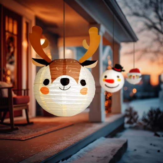 Weihnachtlicher Papierlampion Rentier 30 cm