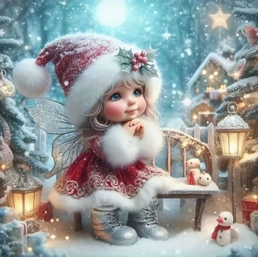 Diamantmalerei Fee im Santa-Kostüm 30 × 40 cm
