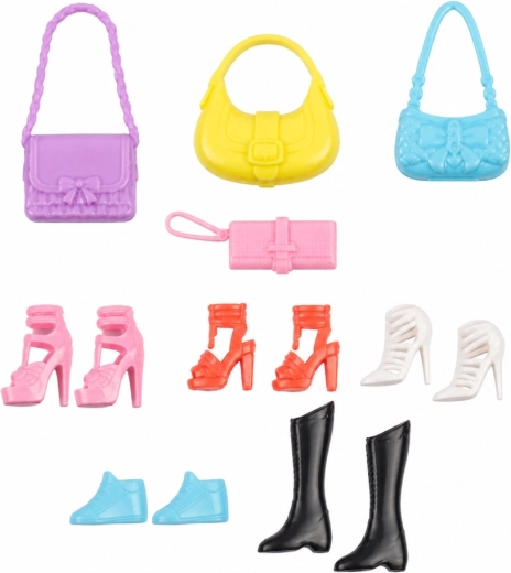 Reichhaltiges Set aus Handtaschen und Schuhen für neue Outfits