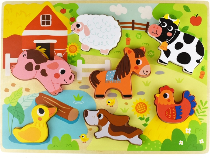 Holz-Montessori-Steckpuzzle Bauernhof TOOKY TOY