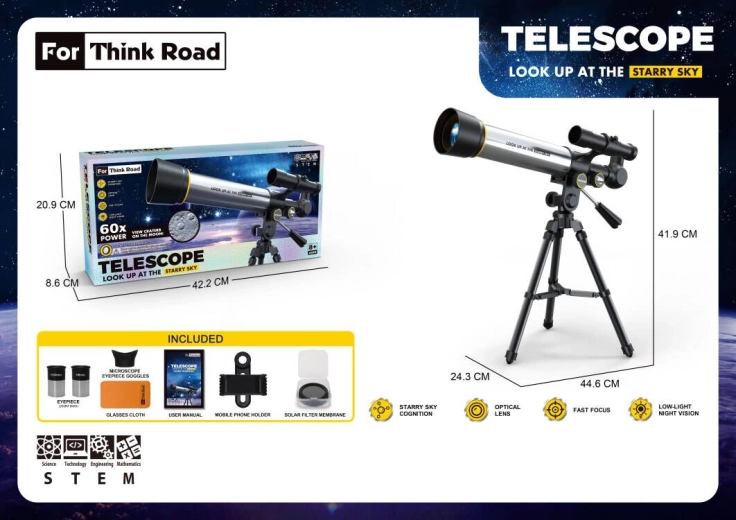 Astronomisches Teleskop Sparkys mit Stativ und Handyhalterung – 1 Stück