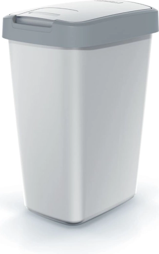 Abfalleimer Compacta Q Flap 12 l, aschgrau mit hellgrauem Deckel