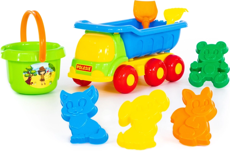 Sandspielzeug-Set mit Kippfahrzeug und Eimer