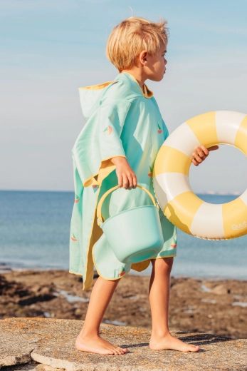 Quut Kinder-Strandponcho mit Kapuze Banana Blue