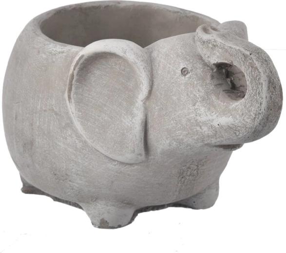 Dekorativer Beton-Blumentopf Elefant, grau, 19 × 12 × 12 cm