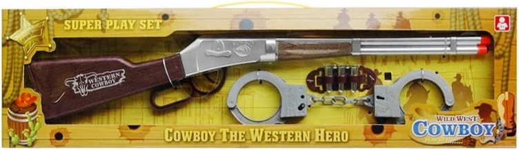 Kindergewehr mit Schussgeräusch und Handschellen