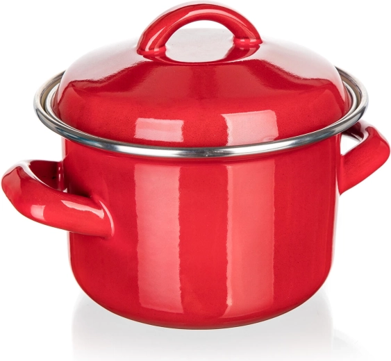 Emaille-Topf mit Deckel 12 cm 0,78 l MILTON rot