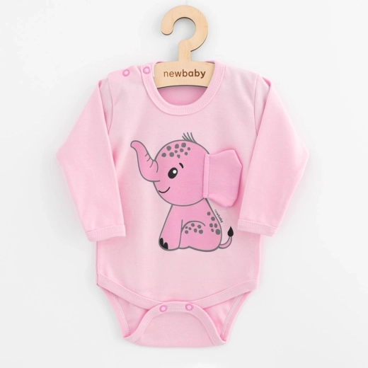 Baby-Body mit langen Ärmeln New Baby Happy Elephant rosa 80