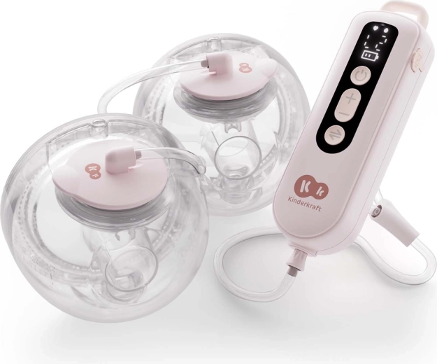 Kinderkraft Milchpumpe GentleFlow, doppelt, freihändig, rosa
