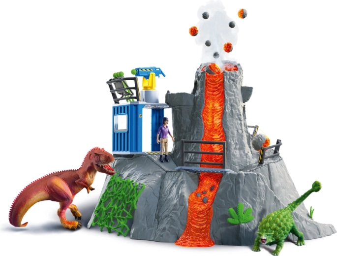 Schleich Dinosaurs Vulkan mit Dinosauriern und Forscherin Yuki