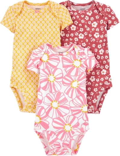 Carter's Mädchen-Body mit kurzen Ärmeln pink/gelb, 3 Stk.
