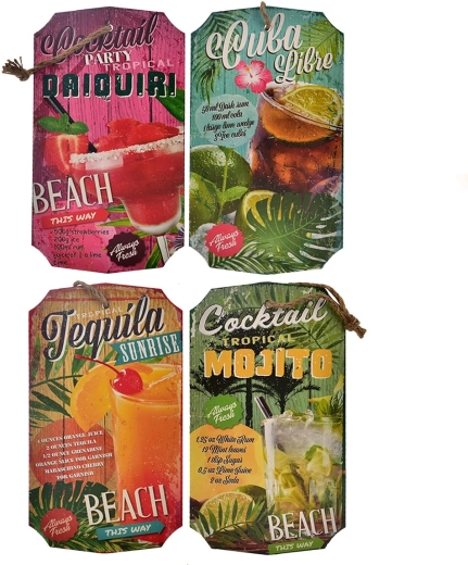 Holzschild Cocktail 20 × 24 cm (Sortiment, 4 Varianten)