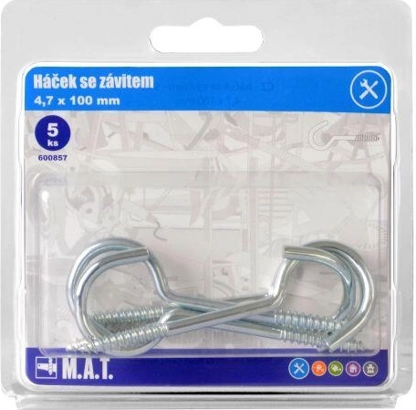 Haken mit Gewinde Zn 100 × 4,7 mm, Packung 5 Stk.