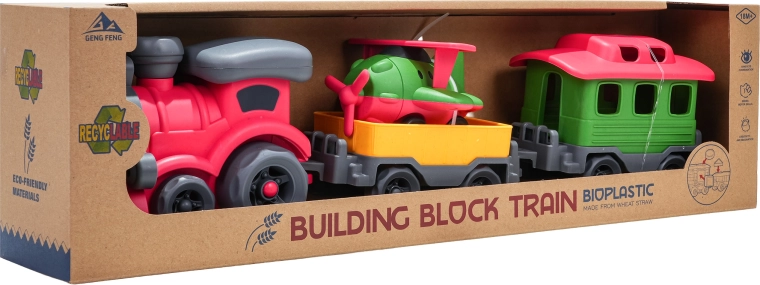 Zug mit Waggons aus Biokunststoff