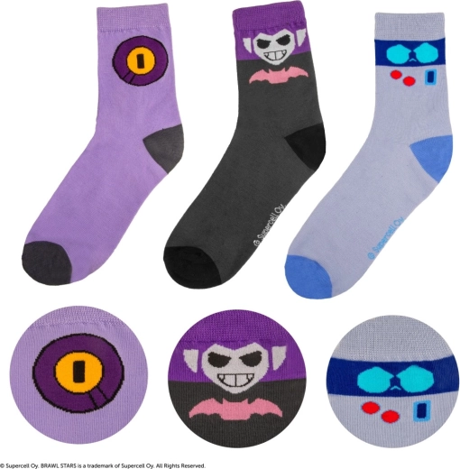 Sockenset Brawl Stars – 8‑Bit, Rico und Mortis