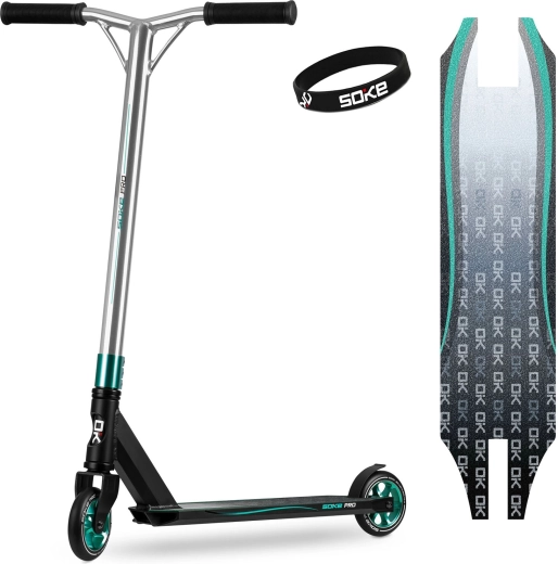 Soke Pro silber-türkiser Freestyle-Scooter