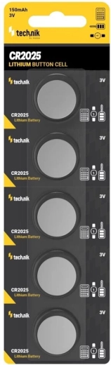 Technik Platinum Lithium-Knopfzelle CR2025 3V, Packung 5 Stk.
