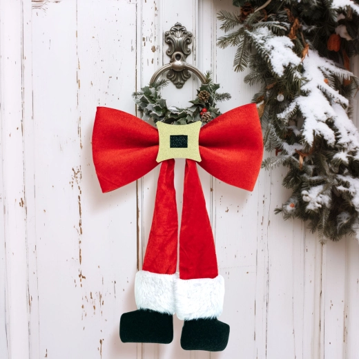Weihnachtsdekoration Schleife mit goldener Glitzerspange 25 × 40 cm