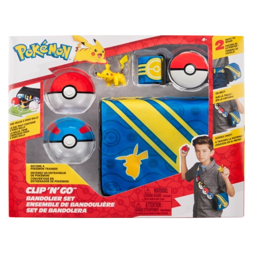 Pokémon Clip ’N’ Go Trainer-Set mit Pikachu – Gürtel, 2 Pokébälle und Etui
