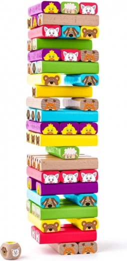 Bunte Turm mit Tieren - Geschicklichkeitsspiel