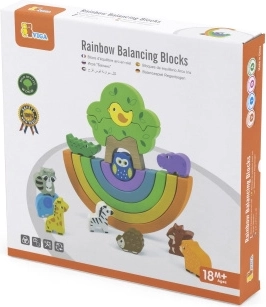 Holzbalance-Regenbogen mit Figuren – kreative Montessori-Bausteine Viga