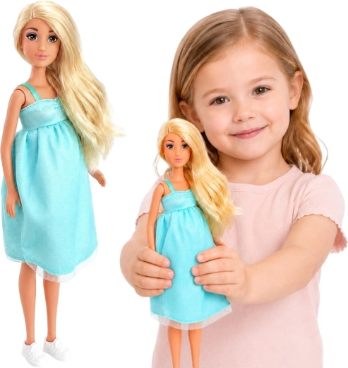 Schwangere Puppe Lily Woopie Royal mit Baby im blauen Kleid